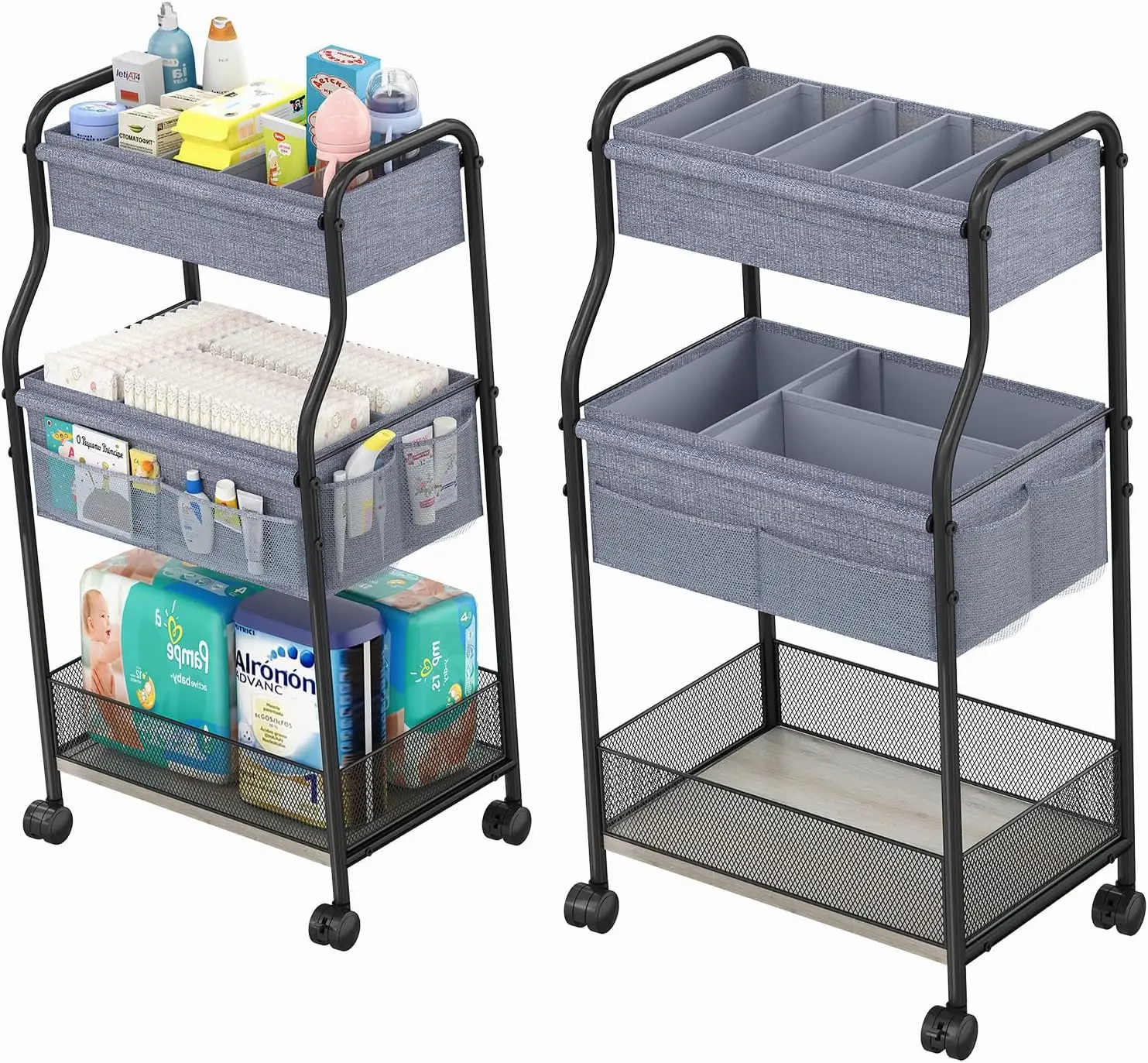 Baby Nursery Utility Cart - 3 Katmanlı Bebek Bezi Düzenleyici ve