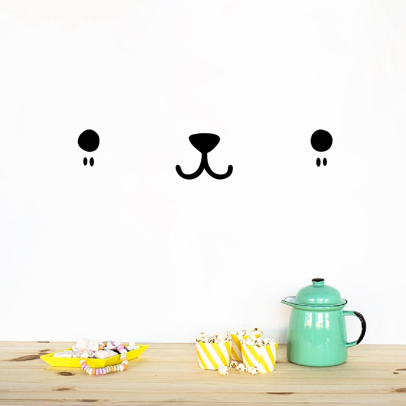 Baby Nursery Wall Stickers - Sevimli Kawaii yüzü duvar sanatı çıkartması