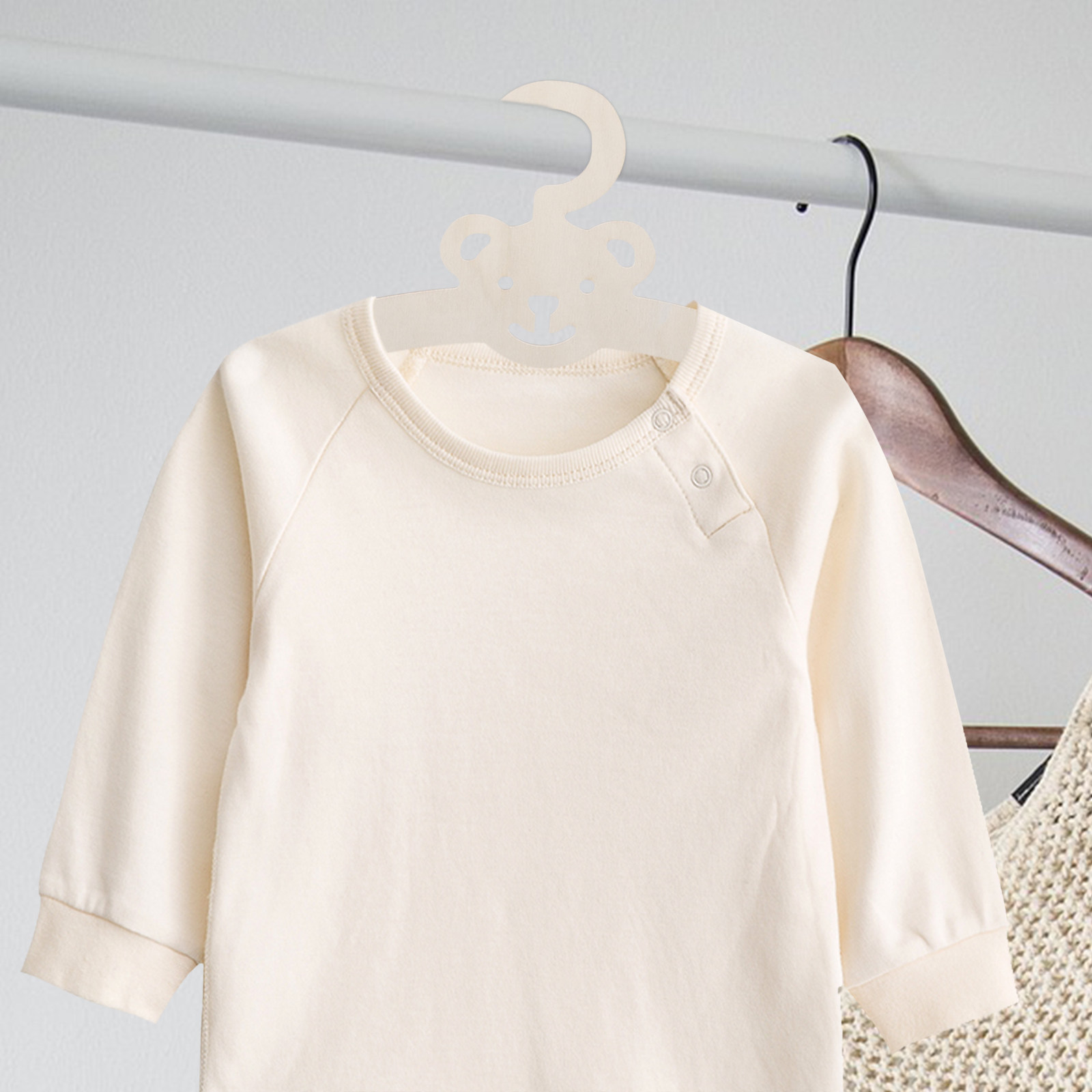 Closet Organizer Baby - 5 Adet Ahşap Çocuk Elbise Askısı