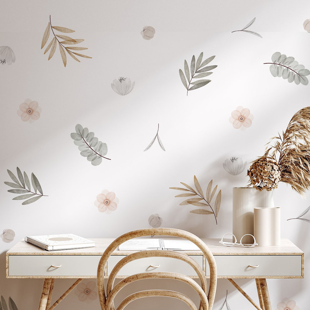 Baby Nursery Wall Stickers - Boho Yaprakları Botanik DIY Duvar Çıkartmaları