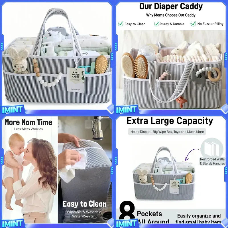 Diaper Caddy Organizer - Kumaş Bebek Bezi Düzenleyici, Taşınabilir Nefes