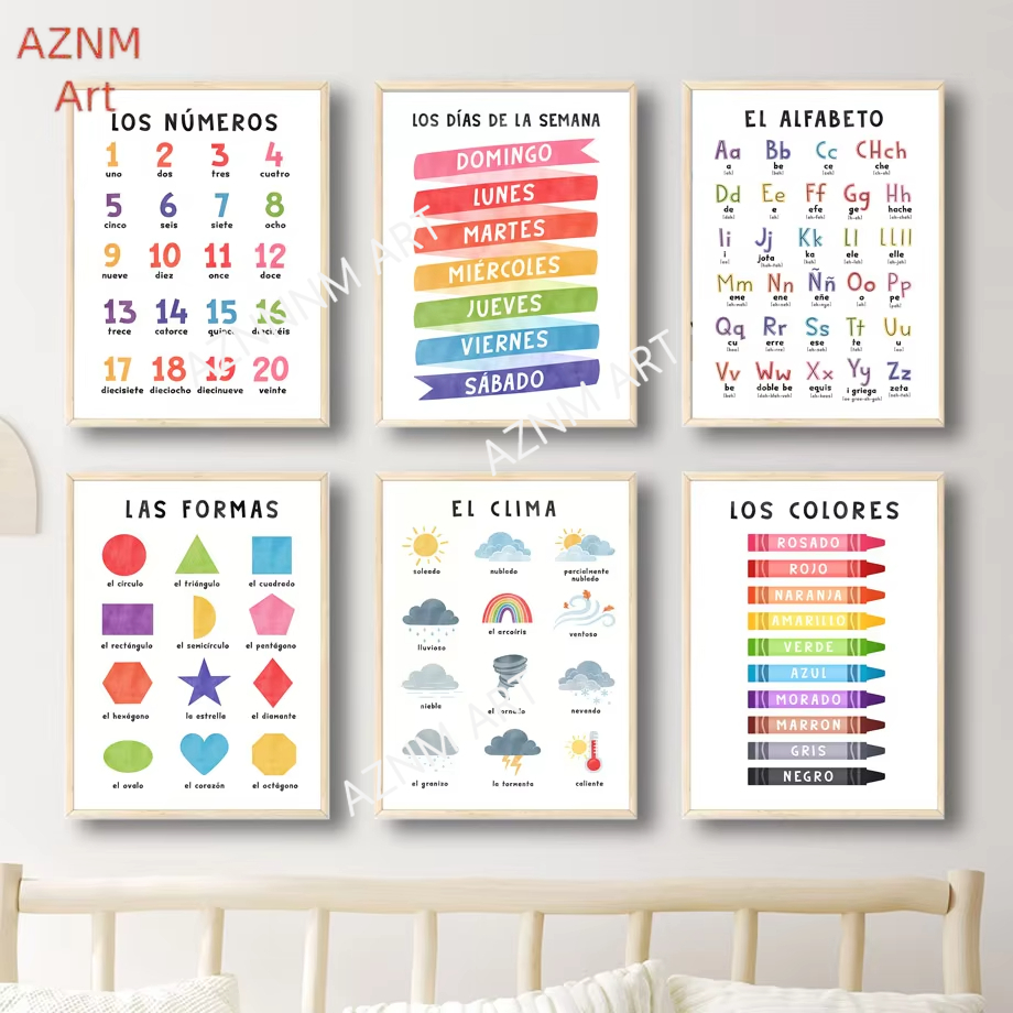Baby Nursery In Spanish - 1 adet eğitici İspanyolca alfabe numarası