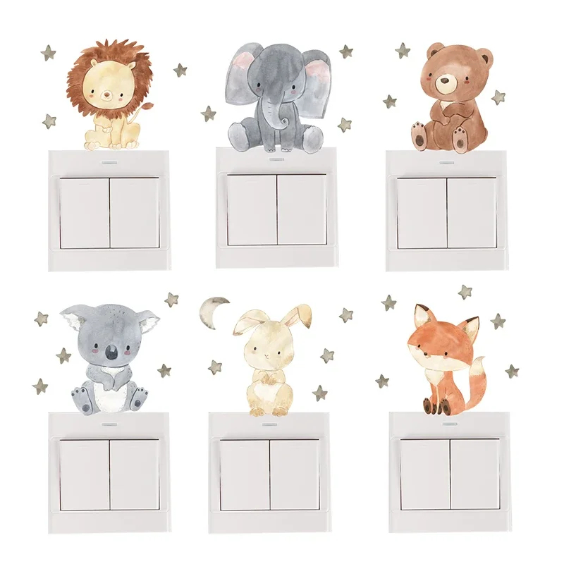 Baby Nursery Wall Stickers - 1/2/4/6 takım karikatür hayvanlar duvar çıkartmaları