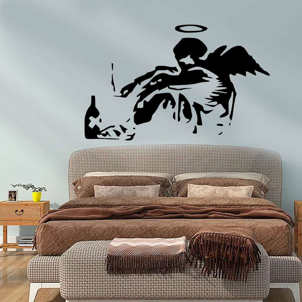 Baby Nursery Wall Stickers - Banksy düşmüş melek Graffiti duvar çıkartmaları