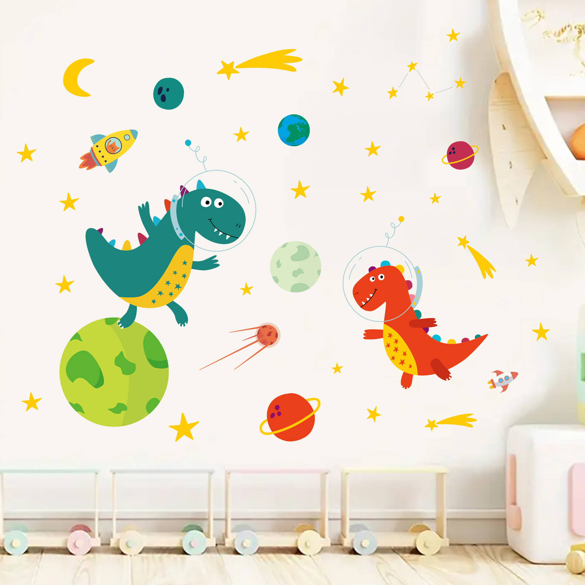 Uzay astronot dinozor duvar çı - Baby Nursery Wall Stickers incelemesi ve fiyatı