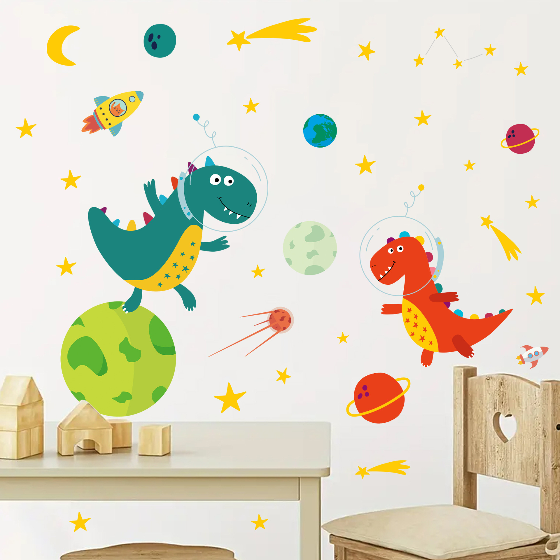 Uzay astronot dinozor duvar çı - Baby Nursery Wall Stickers incelemesi ve fiyatı