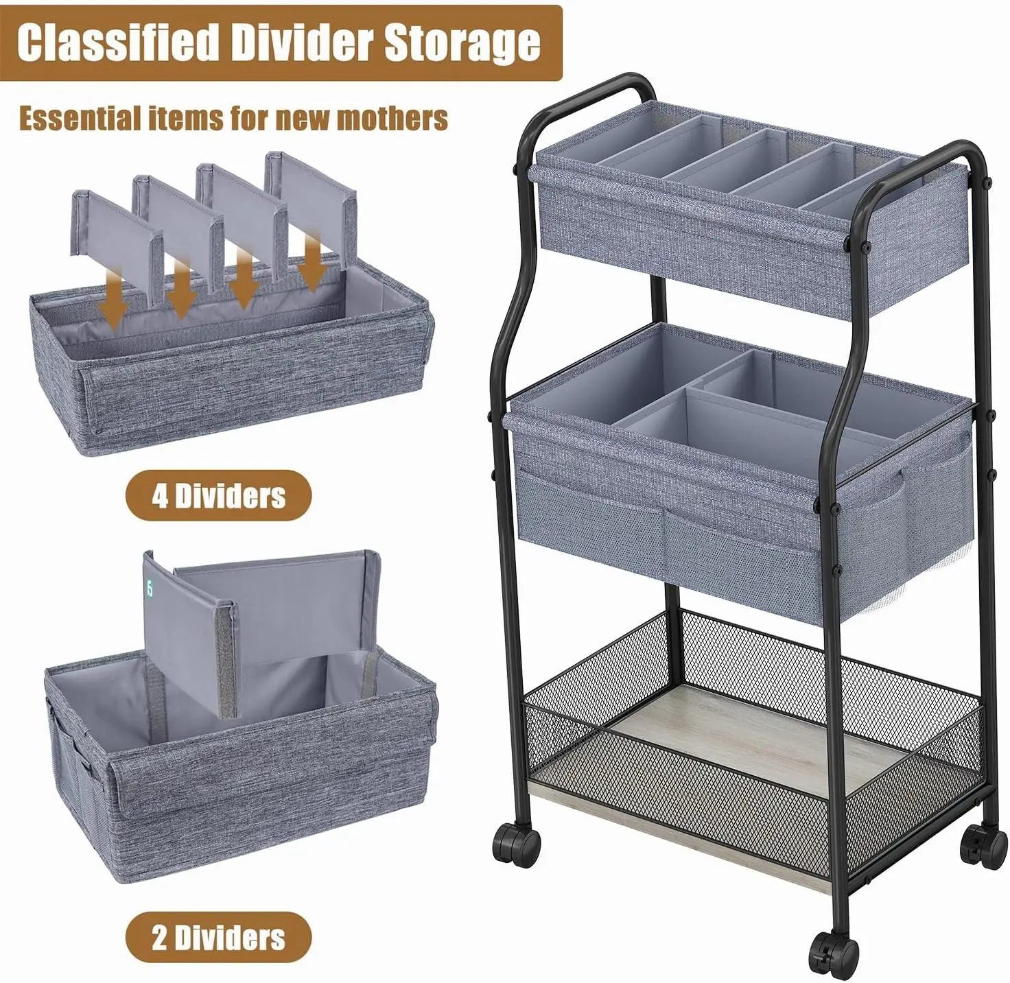 3 Katmanlı Bebek Bezi Düzenley - Baby Nursery Utility Cart incelemesi ve fiyatı