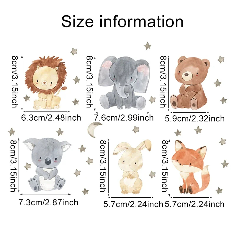 1/2/4/6 takım karikatür hayvan - Baby Nursery Wall Stickers incelemesi ve fiyatı