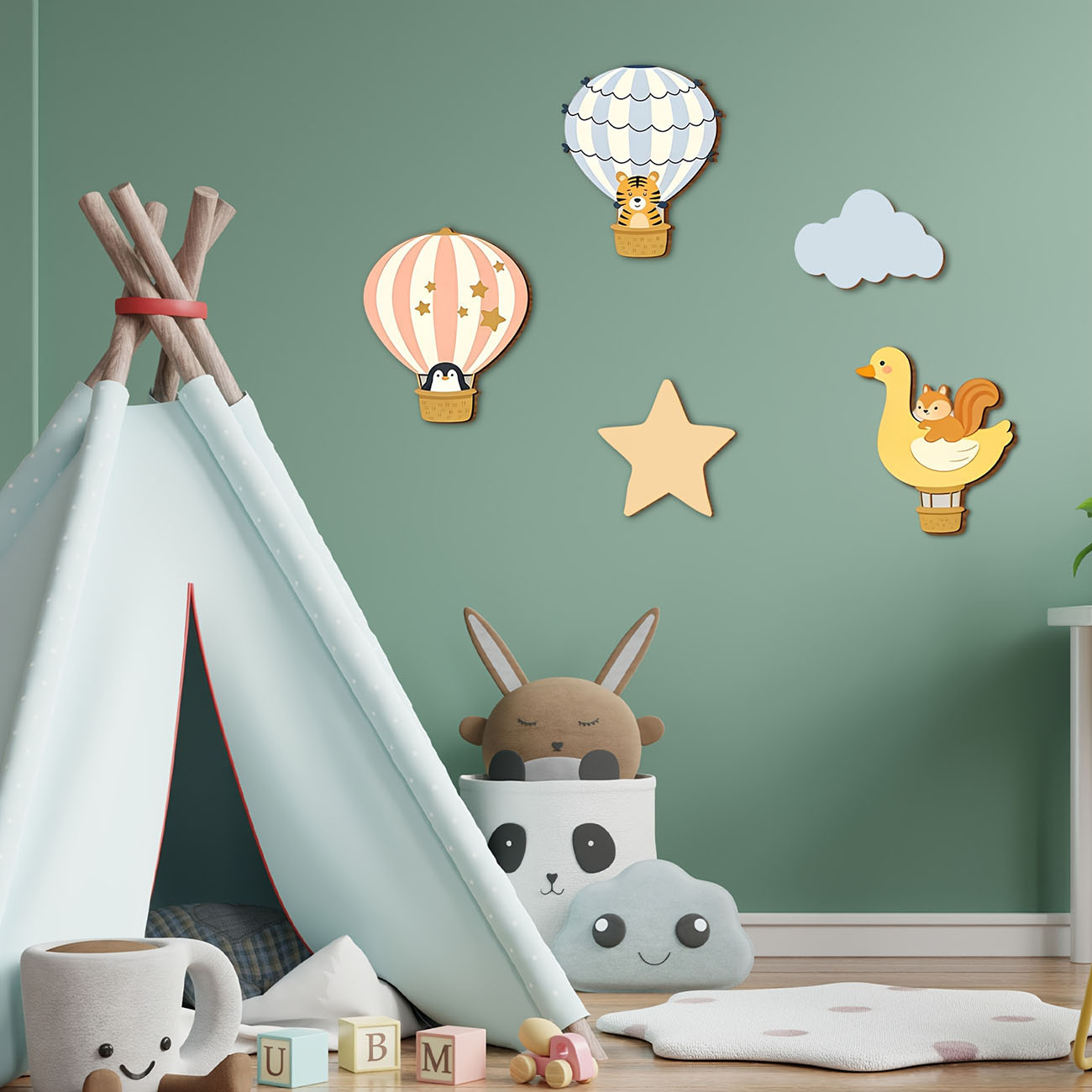 5 Adet Hayvan Sıcak Hava Balon - Baby Nursery Wall Stickers incelemesi ve fiyatı
